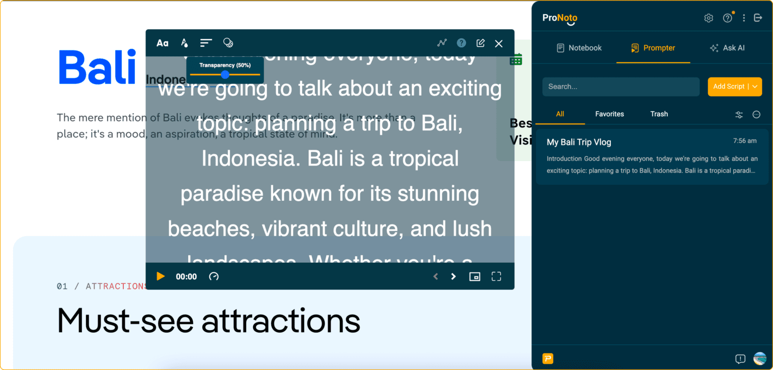 ProNoto AIPowered Teleprompter Chrome Extension