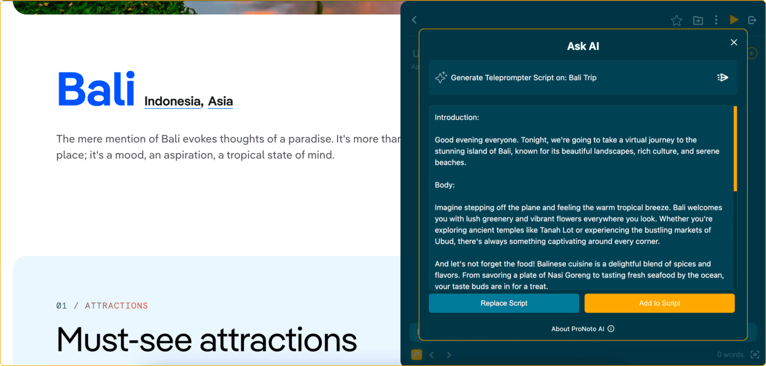 ProNoto AIPowered Teleprompter Chrome Extension